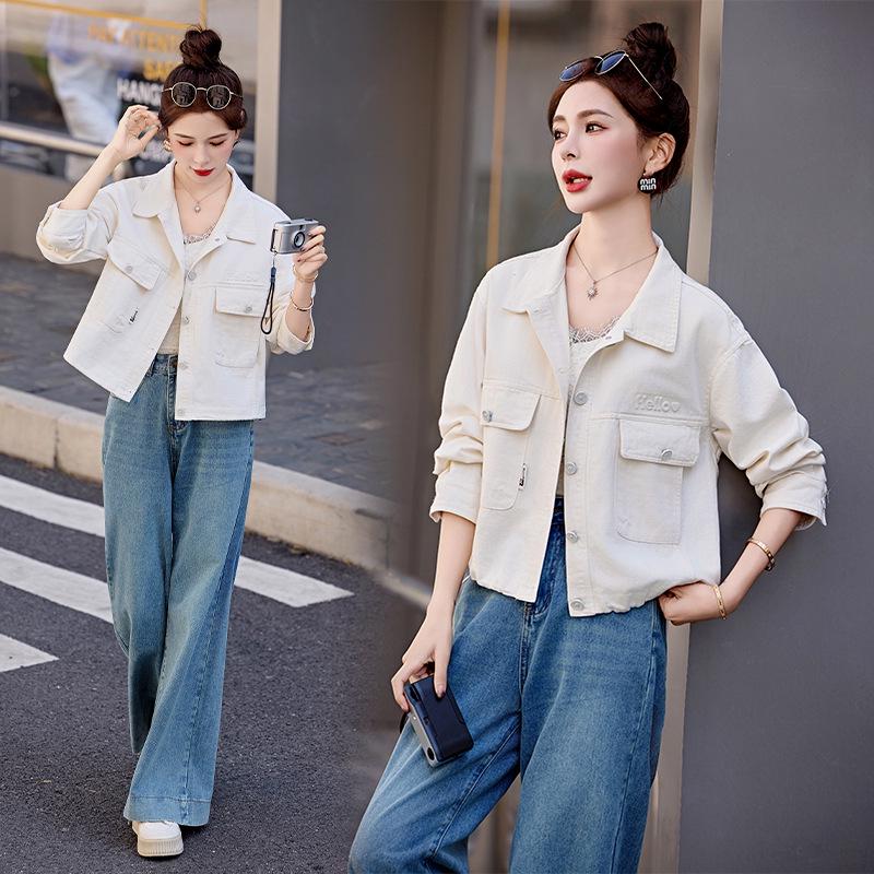 

Женская джинсовая куртка с длинным рукавом в стиле ретро на весну 2025 года HJ2526 L (55-62.5 kg) абрикосовый