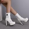 New belt buckle strap side zipper short boots knight boots water platform thick high heels large size boots