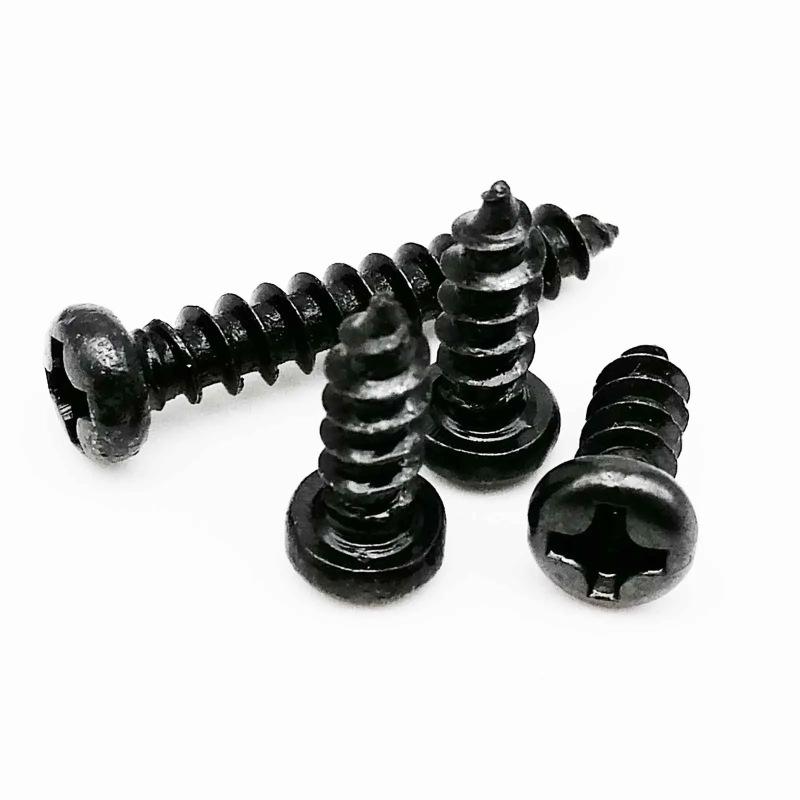 10,000 Blackened Carbon Steel Phillips Round Head Self-Tapping Screws for Woodworking, Furniture, and Electronics.