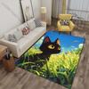 Multiple sizes Yan on the Black Cat Grassland Print Carpet for Living Room Bedroom Sofa Home Decor Non-slip Mat Luxury Gift