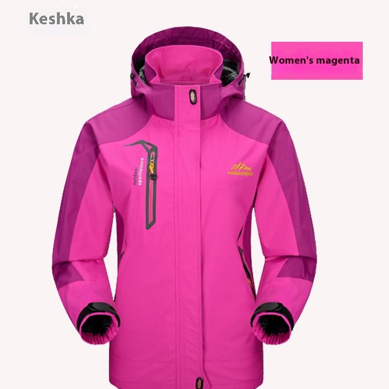 

Жіноча вітрозахисна куртка Водонепроникна Легка Гірська Спортивна Куртка для Капюшону Вітрівка Дощовик 3XL рожевий