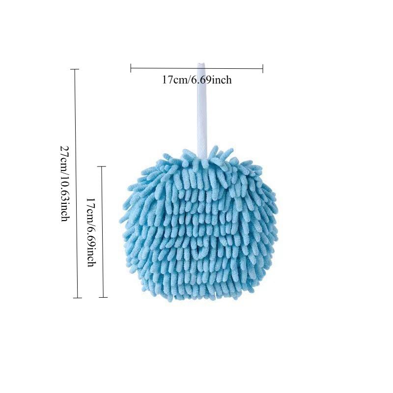 Fuzzy Ball Towel, Quick-Dry&Ultra-Soft Chenille Microfiber Hand Towels-Absorbent, Durable with Easy-Hang Loops for Kitchen&Bath