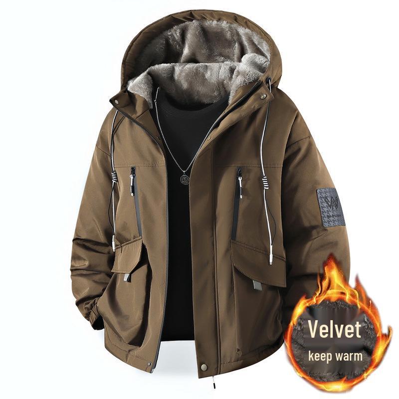 Men's Hooded Winter Parka: Plus Velvet, Thick, Warm, Cotton-Padded, Loose Fit for Teens