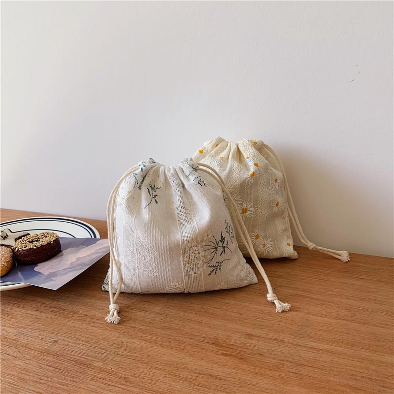 Women Travel Dustproof Bundle Opening Storage Bag Drawstring Home Cotton Linen Collection Bag