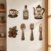 7Pcs Rustic Distressed Coffee Utensil Wooden Ornament Coffee Wall Sticker Hangings  Restaurant