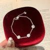 French Light Luxury Retro Passepartout Four-Leaf Clover Bracelet Old Money Wind Ancient Gold Brushed Diamond Snowflake Bracelet Female