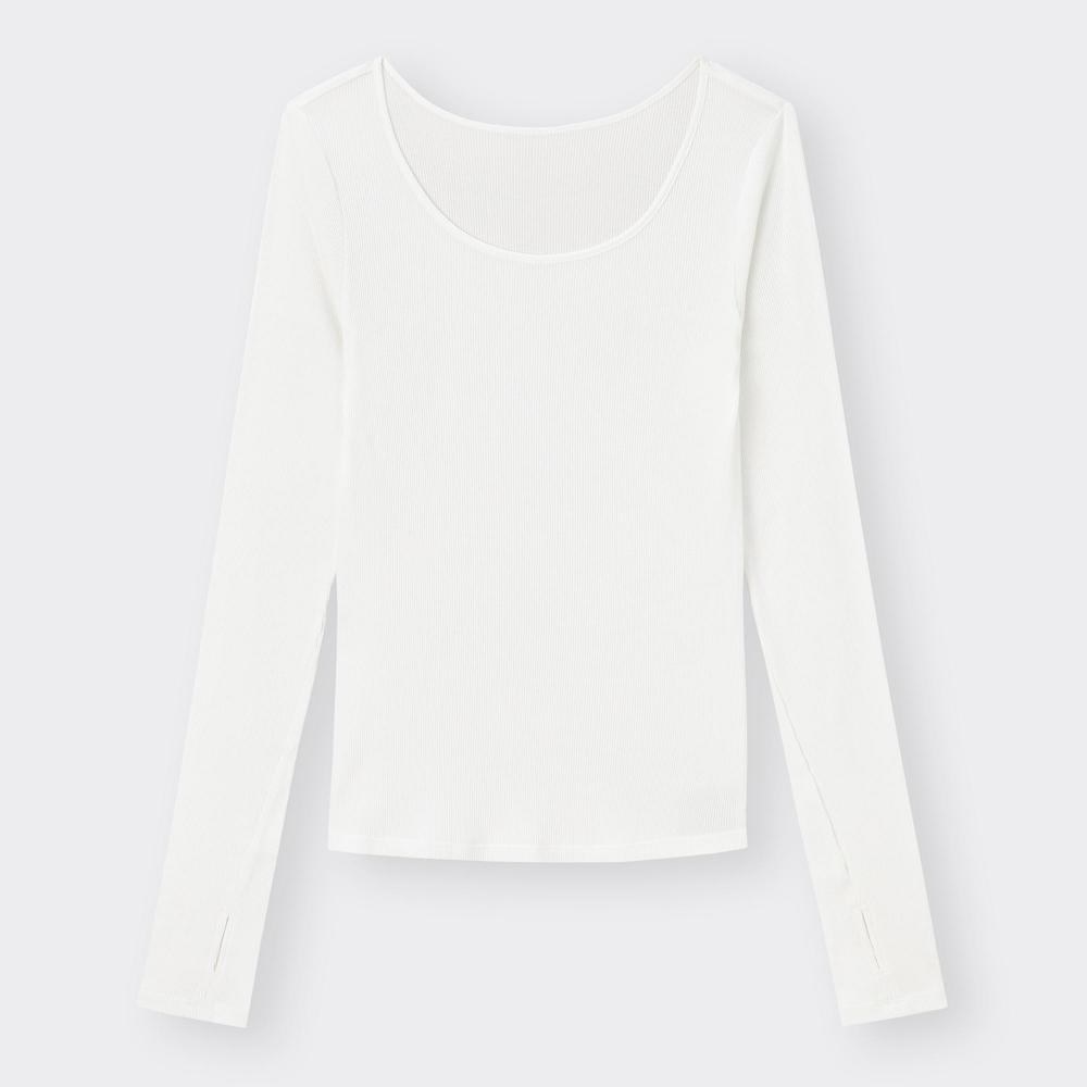 GU by Uniqlo Stretch Ribbed U Neck Tee  12 qUarter Sleeve   Warm 