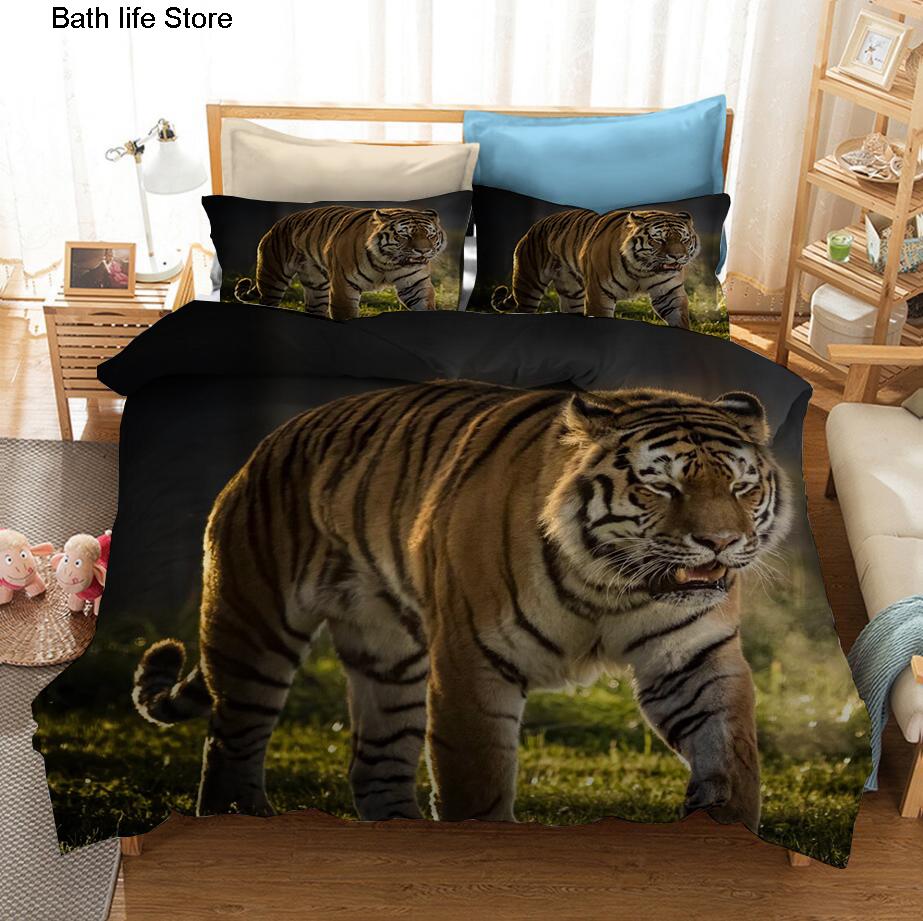3D Fashion Digital Printing Tiger Bedding Set Children Bed Linen Set Animal Bed Duvet Cover Set Twin For Adults Boys King Size