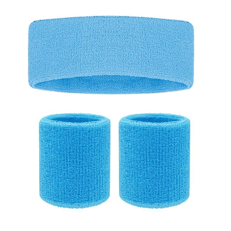 Exercise and fitness cycling basketball badminton breathable and sweat-absorbent headband hand protection wrist protection headband set