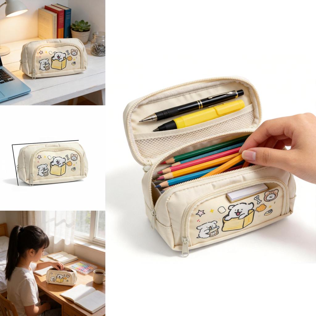 Canvas Line Dog Pencil Case With Large Capacity For Kids And Teens Ideal For School Supplies