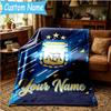 Custom Name Argentina Football Crest Blanket Bedding Blanket for Women Men, Soft Throw Blankets for Couch,Bed, Picnic, Christmas Gifts