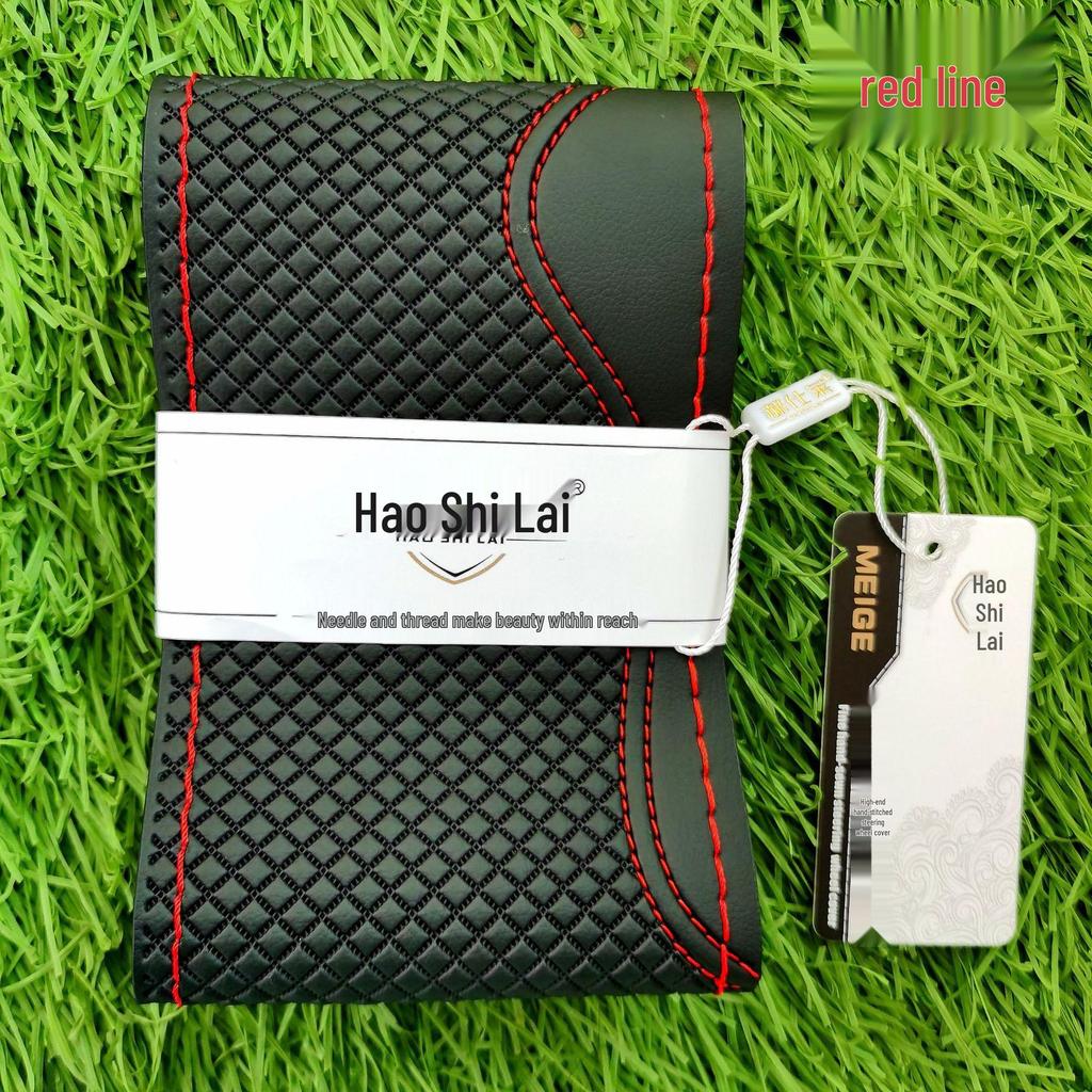 Hand-Stitched Genuine Leather 3D Embossed Universal Steering Wheel Cover - Wear-Resistant, Non-Slip, All-Season Microfiber.