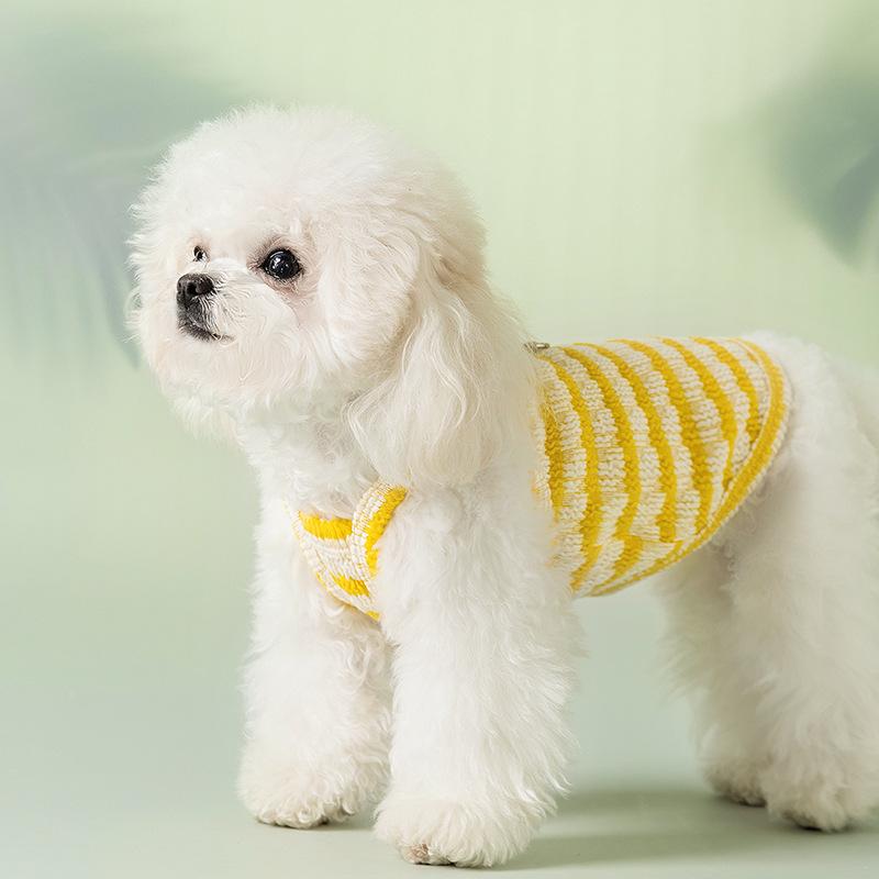 

Dog clothes, striped sandwich biscuits, suspenders, spring and summer breathable thin dog vest, small dog cat clothes XXL (recommended weight 15-10kg)