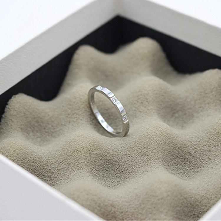 Simple Three-Diamond Titanium Steel Ring - Japanese & Korean Fashion for Women, Perfect for Index or Pinky Finger