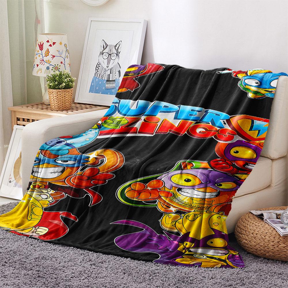 1PC Superthings Patterned Flannel Blanket Suitable For All Seasons for Home Decor Warmth and Comfort Gifts Holiday Present