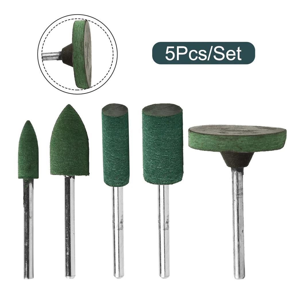 

5Pcs/Set Mounted Rubber Grinding Head Finish Polish Die 3mm Shaft Polishing Abrasive Rotary Grinding Stone Wheel Polishing Tools