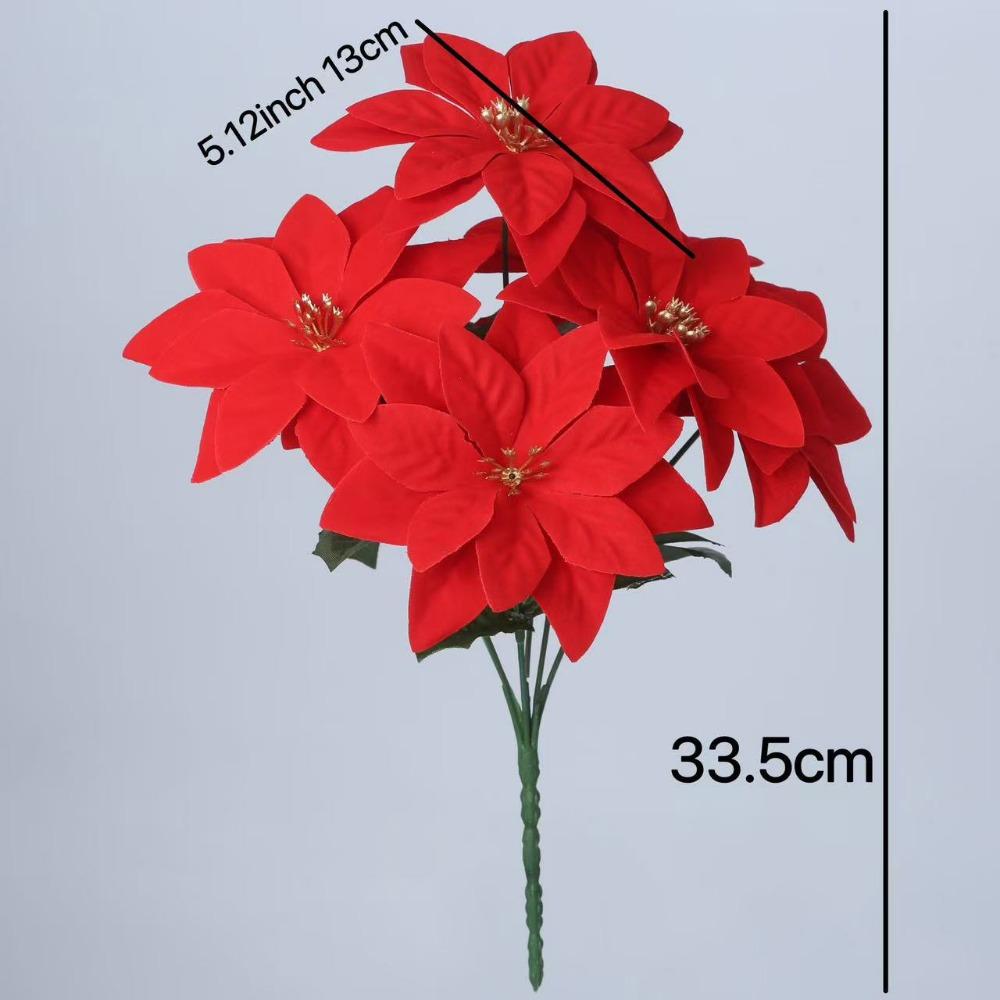 Flowers Poinsettia Bushes Simulation bouquet Xmas Decor Christmas Decoration Christmas Bouquets