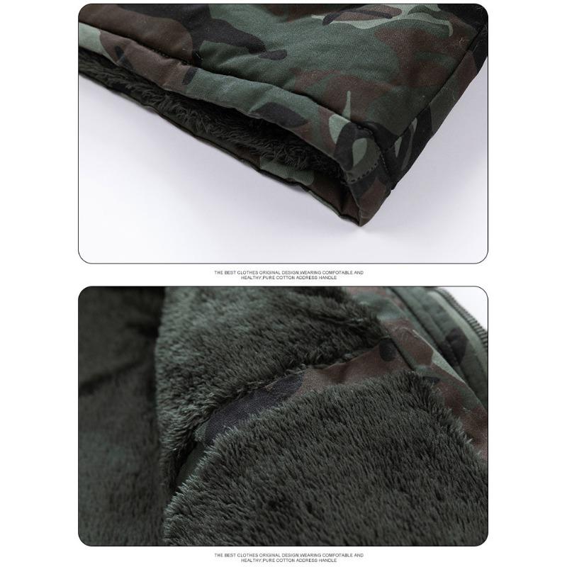 2025 Winter Hooded Men's Fleece Thickened Slim Mid-length Camouflage Cotton Jacket Men's Trendy Padded Clothing