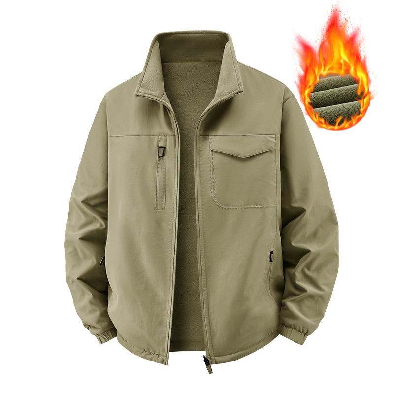 Men's Fleece Jacket, Thickened Warm Casual Top, Men's Reversible Jacket, Cotton Coat