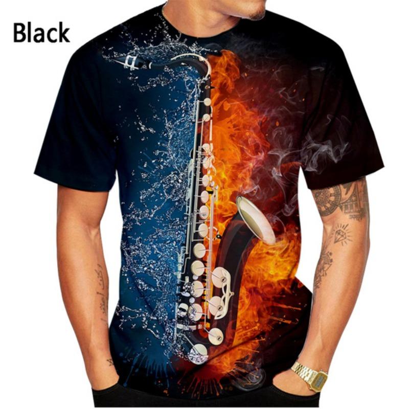 Saxofon Tričko Hip Hop Hudba 3D Tisk Tričko Pánské Dámské Letní Ležérní Tričko s Krátkým Rukávem Topy