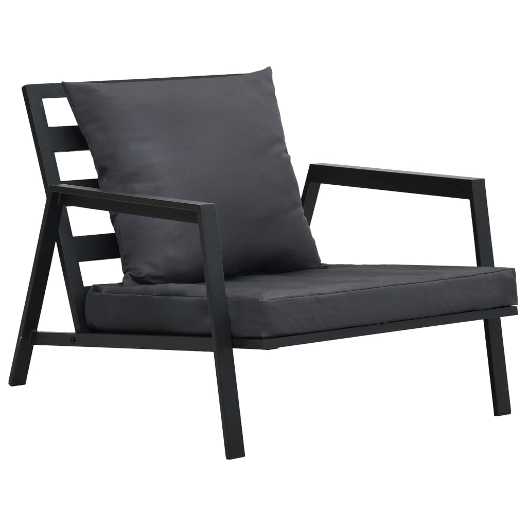 4 Piece Outdoor Lounge Set with Cushions Aluminum Dark Gray