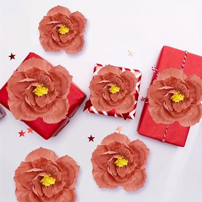 6 peças de flores de papel artificiais 3D para decoração de parede, casamento, aniversário, noiva, cenário, mesa, centro de mesa, decoração para festa, suprimentos