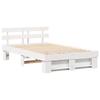 White Bed Frame with Headboard 120 x 190 cm Solid Pine Wood