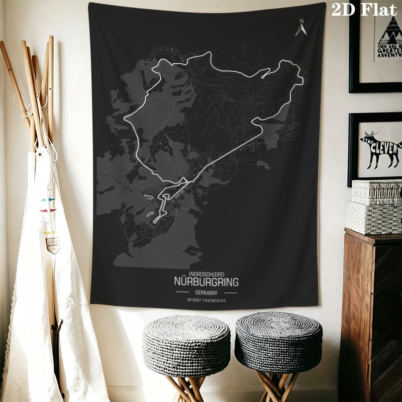 Nurburgring Wall Tapestry Aesthetic Wall Hanging Printed Fabric Blanket Decorative Tapestries for Bedroom Living Room Home Decor