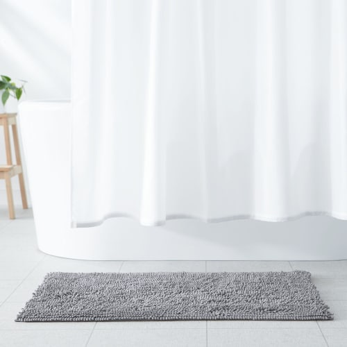 Basic Microfiber Non-Slip Bath Mat, Platinum, 53.3 X 86.3 Cm