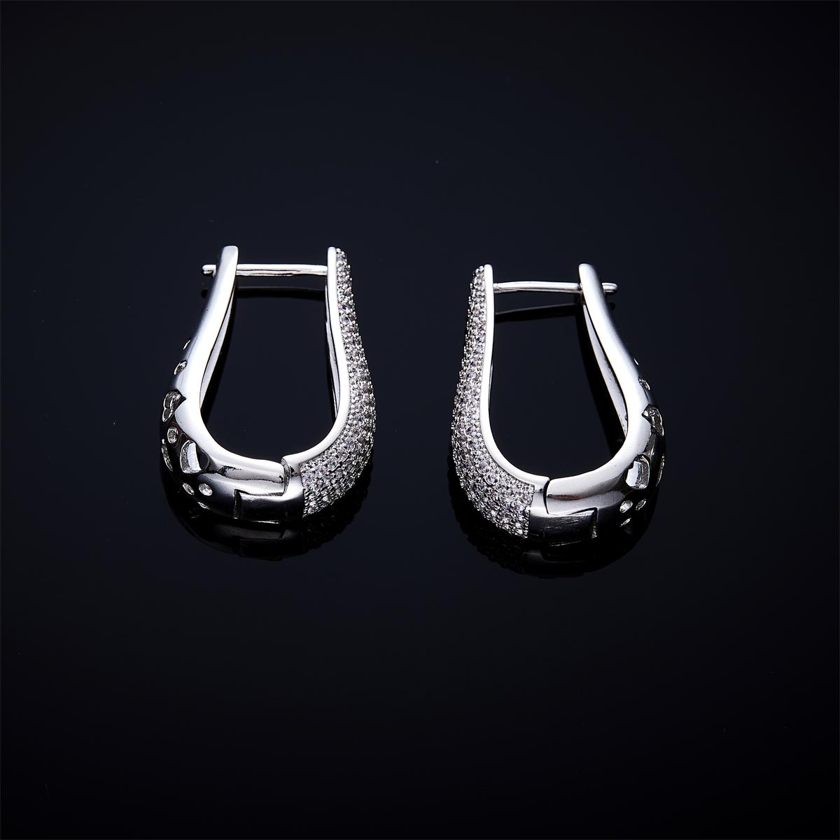 

SIPENGJEL Классические серьги-кольца из циркония для женщин Геометрические золотые серьги-подвески Свадебные украшения Подарки 2023 серебряный