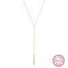 EFFIE QUEEN Simple 925 Sterling Silver Y Shape Long Chain Drop Necklace Dainty Tassel Clavicle Chain Charm Jewerly Gift BQN40