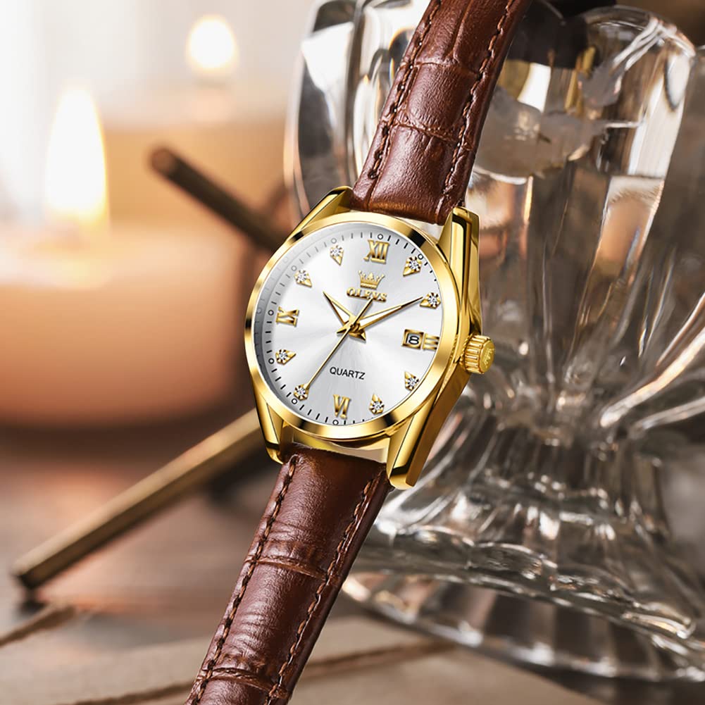 OLEVS Women's Watch Japanese Quartz Stainless Steel Band Classic Dial Luminous 30M Waterproof Business Ladies Watch Popular Stylish Cute Gift