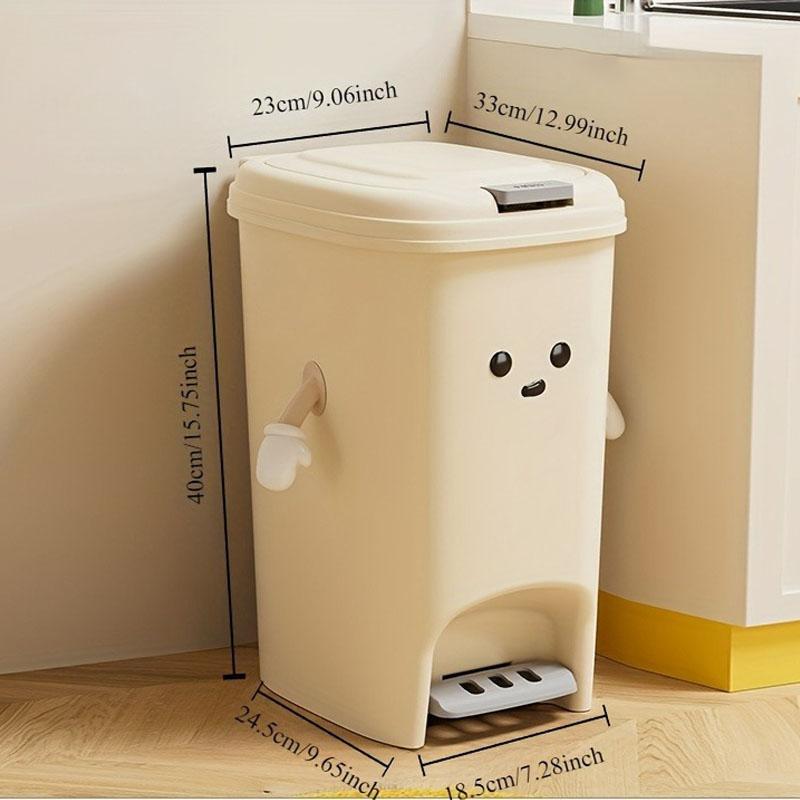 Cute Creative Double Pedal Trash Can for Kitchen and Living Room - Big Capacity and Cream-colored Paper Basket
