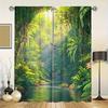 2pcs Tropical Jungle Adventure Printed Polyester Curtains   Semi-Sheer   Rod Pocket Design for Bedroom & Living Room Decor   Machin