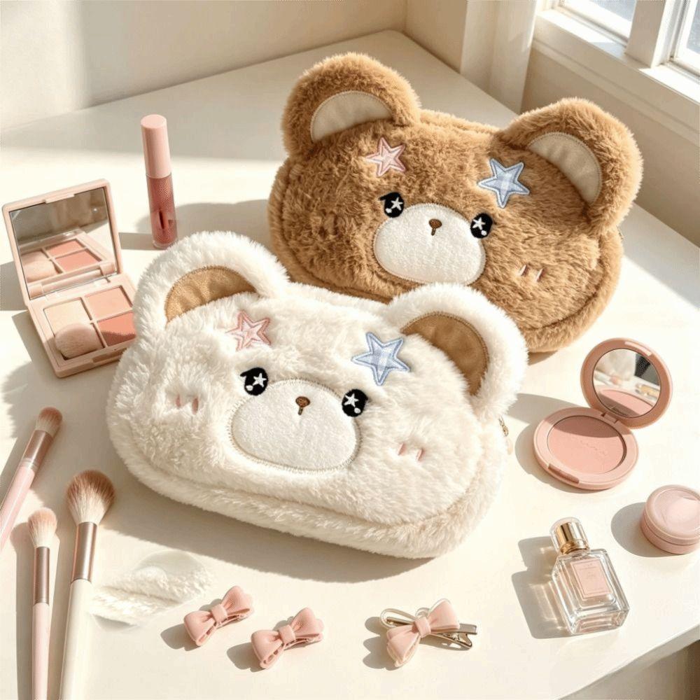 Cartoon Bear Plush Bear Pencil Case Fluffy Plush Pen Bag Pen Box Plush Pencil Case Office