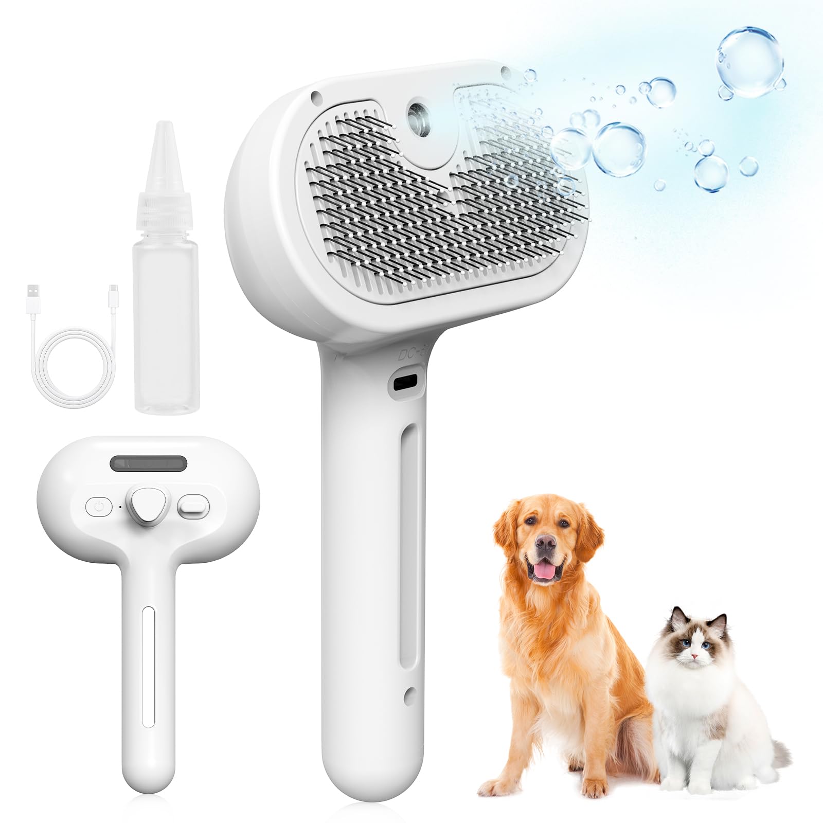 

Gagaciso Щетка для питомцев Новая для собак и Спрей для шерсти USB Паровая кошачья пуходерка Кошачья Собачья Щетка для груминга питомцев для и Длинная Полностью Нежная на Подходит для Кошек