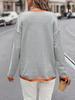 2024 Autumn Women's Striped Long Sleeve Round Neck Knit Pullover Sweater