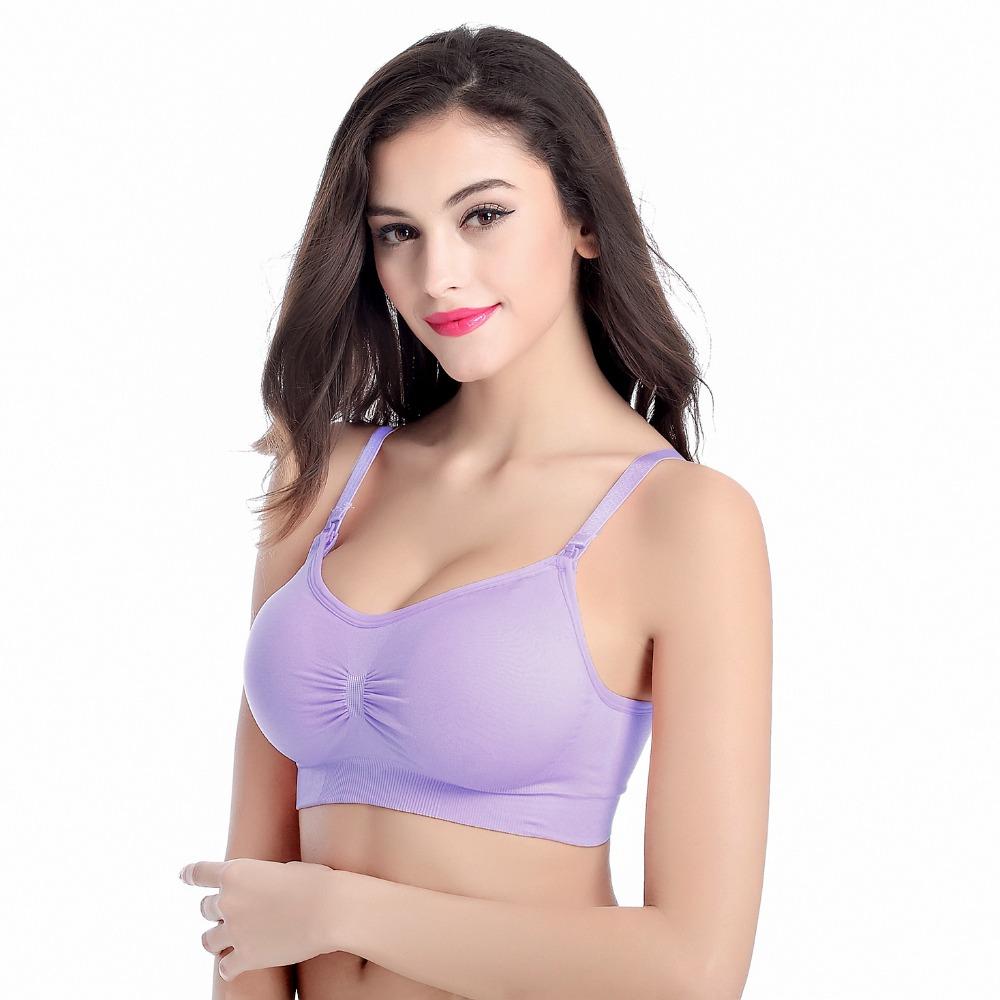 Women's Plus Size Maternity Nursing Bra, Front Open Wireless Push Up Seamless Breastfeeding Lingerie