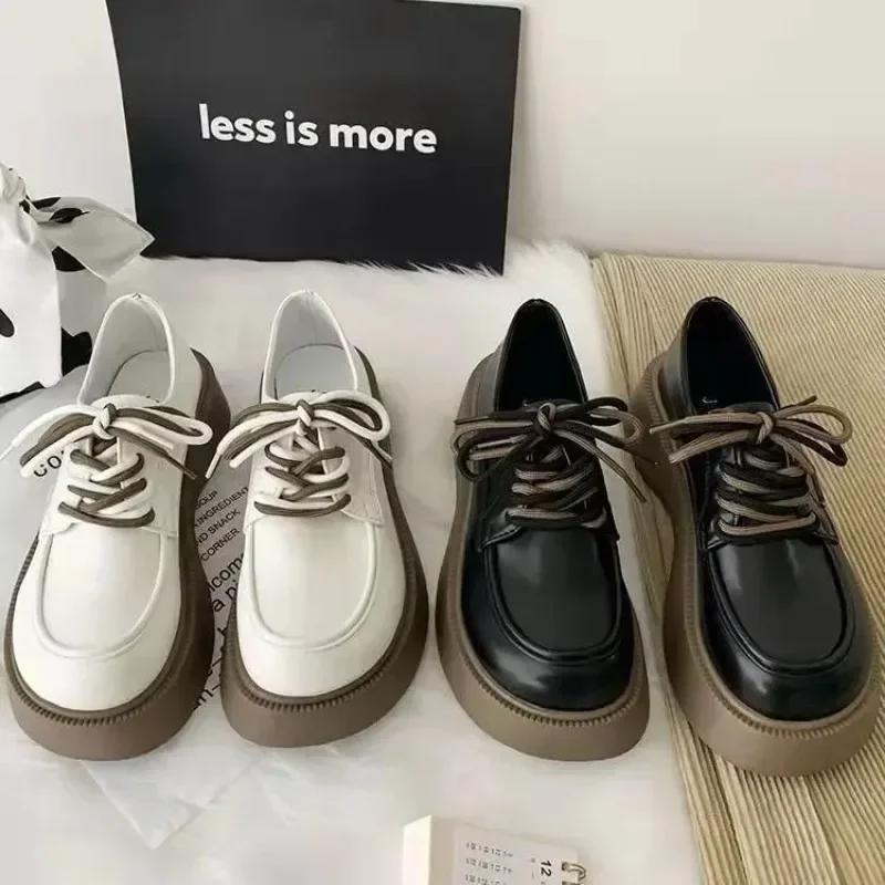 Fashion 2024 New Hot Sale Fashion Retro Daily Casual Mary Jane Shoe Comfortable Soft Bottom Lace Up Leather for Women Zapatillas Mujer