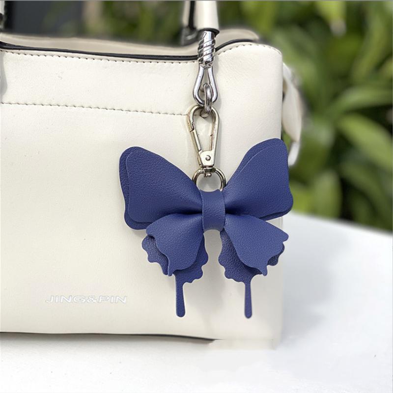 Cute Keychain White Purple Butterfly Flower Insects Car Key Ring Key Chains For Women Men Souvenir Gift Jewelry Bag Accessories