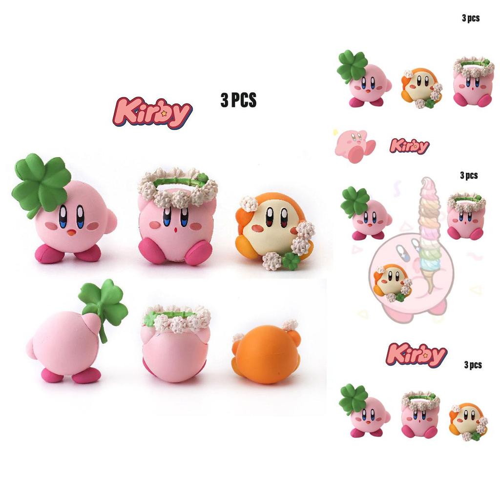 Four-leaf Clover Flower Crown Set 3 Adorable Pvc Figurines For Diy Decoration And Cake Toppers