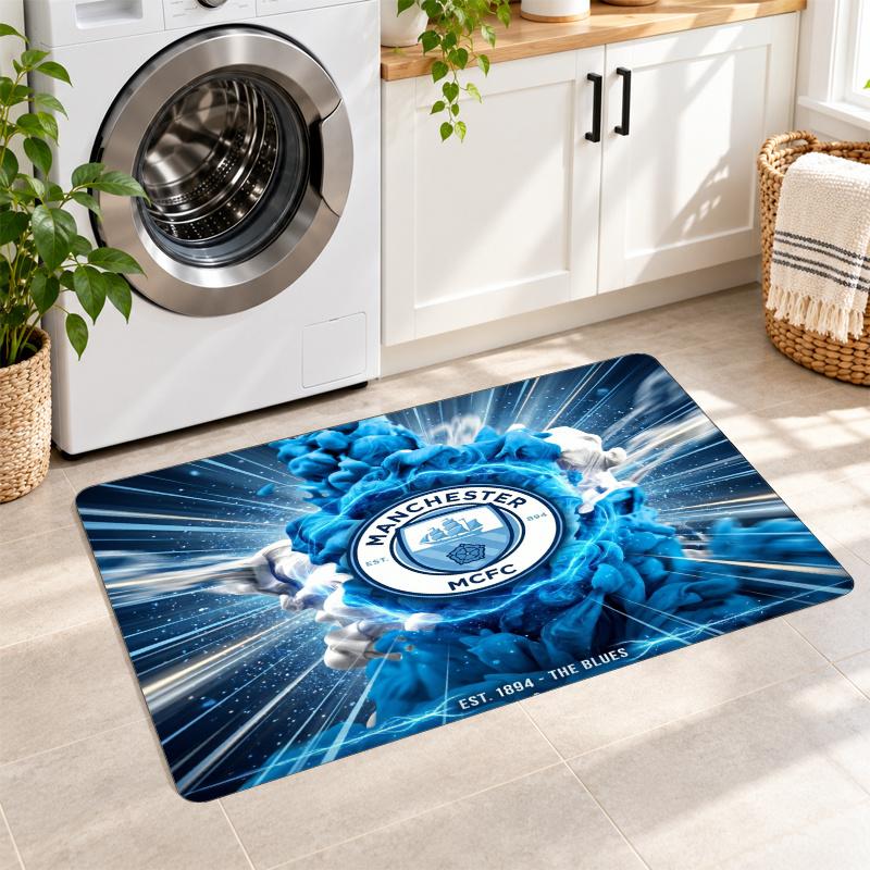 Flannel Kitchen Mat Manchester City Soft Area Rug Non Slip Floor Carpet Home Decoration