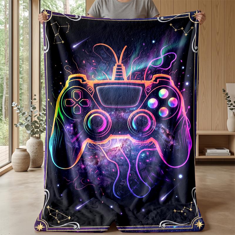 Cosmic Gamepad Art blanket Personalized Name Flannel Blanket Soft Cozy Plush Throw for Sofa Bed Lightweight Home Decor