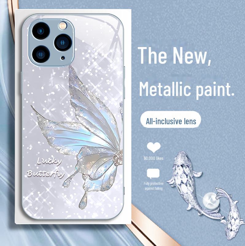 Crystal Butterfly 14ins-15 Gradient Series Full Protection Anti-Fall Liquid Case for Apple 7/8 Plus.