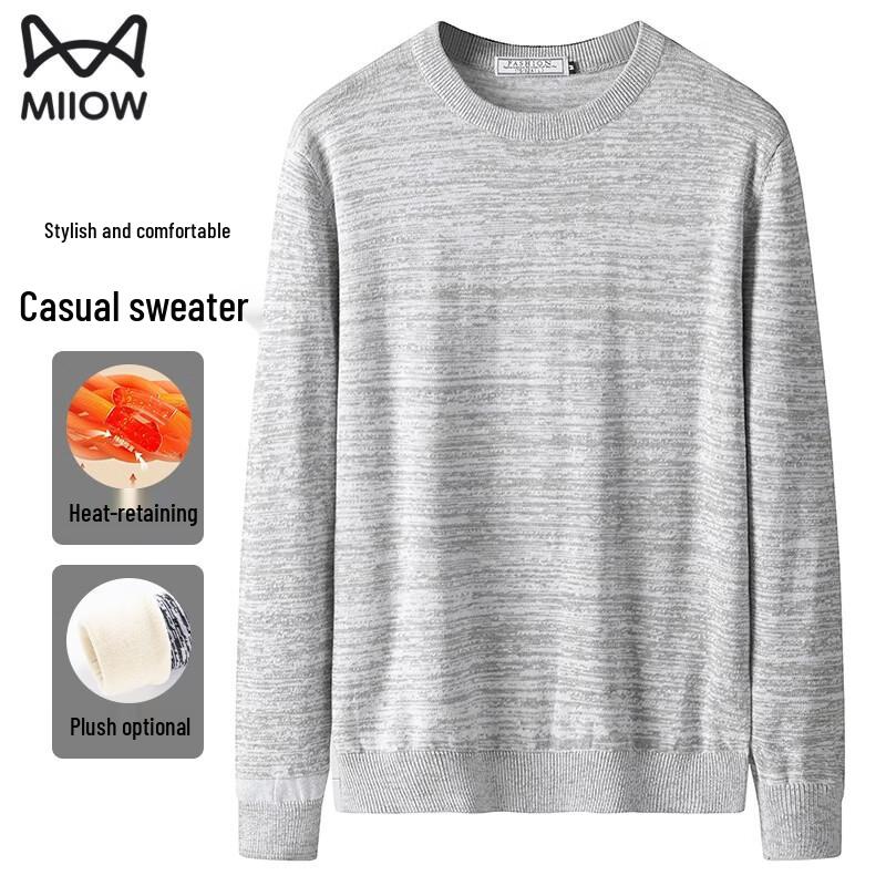 MiiOW Men s Warm Fleece-Lined Round Neck Sweater XL
