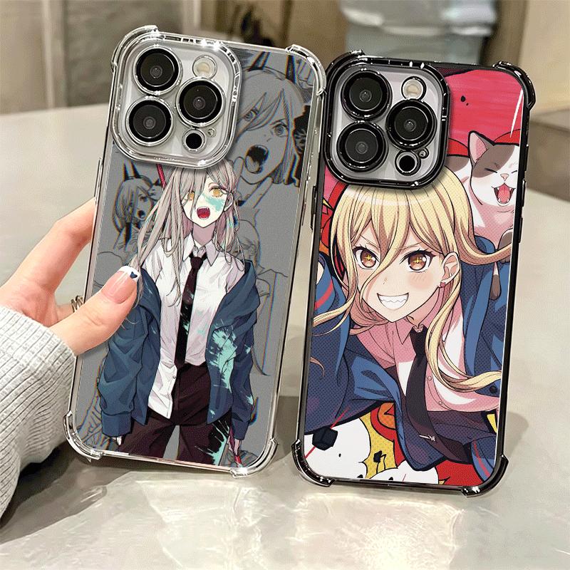 Anime Character Power CSM Soft Phone Case For iPhone 15 16 17 Air 14 Pro Max 16E Plus 13 12 Mini Plating Anti-Fall Fundas