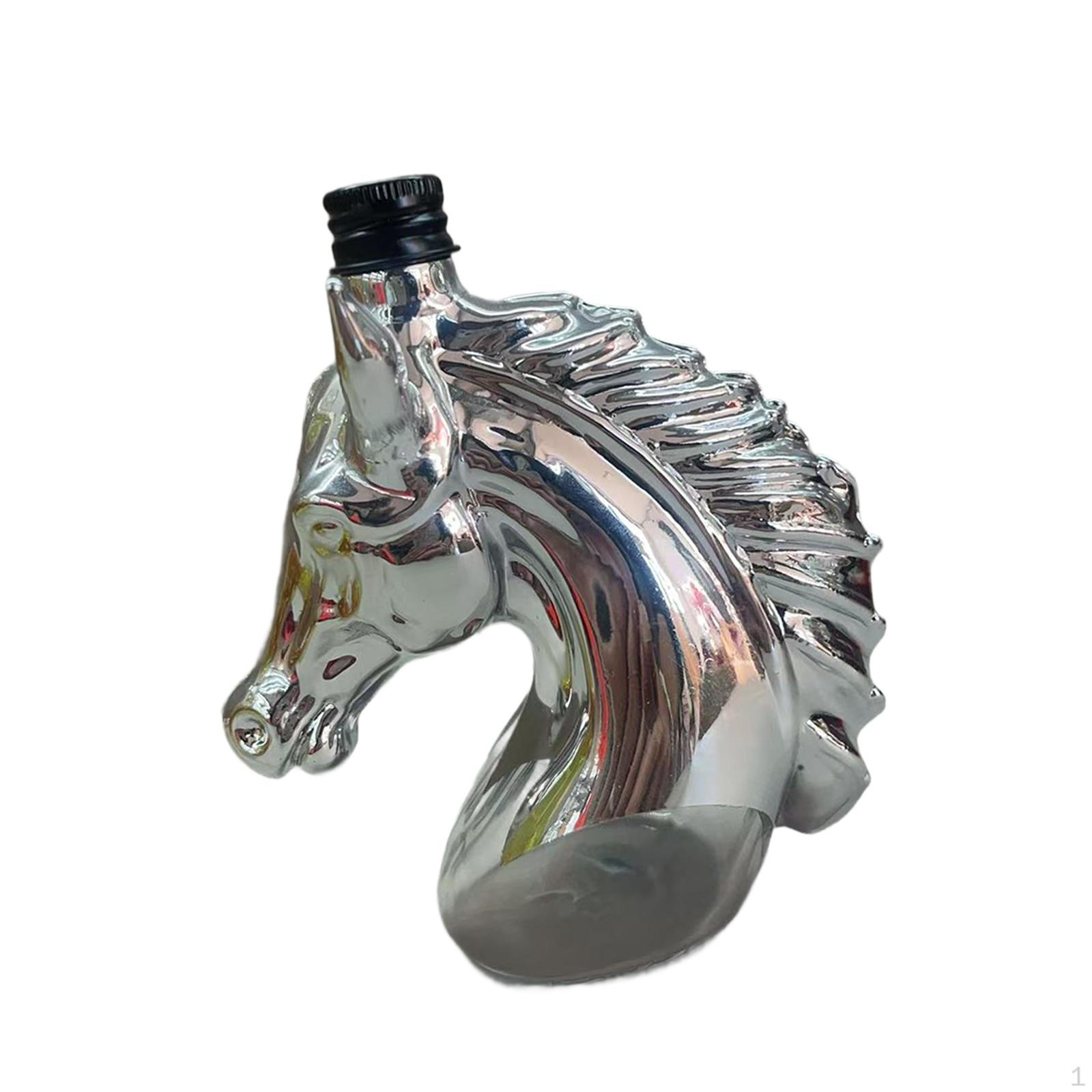 

Whisky Decanter Bottle Horse Head Entertaining Drinkware Unique Glass Drink Dispenser for 350ml