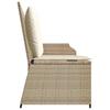 Vidaxl Folding Garden Bench With Cushions, Beige, Poly Rattan
