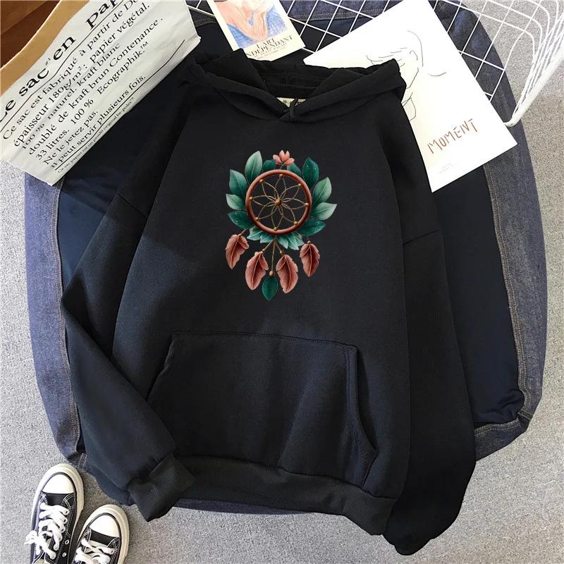 Plus Size Women Hoodie Retro Graphic Print Long Sleeves Sweatshirt Casual Sport Pullover Top Autumn Winter Street Women Clothing