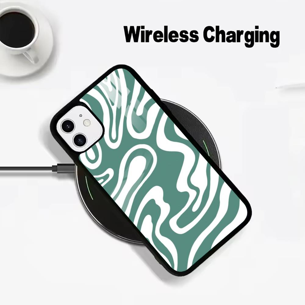 

Abstract -FluidWavy Pattern Phone Case For IPhone17 16 15 14 13 12 11 Pro Max 16/15/14Plus Wireless Charger Cover Funda iPhone13Pro